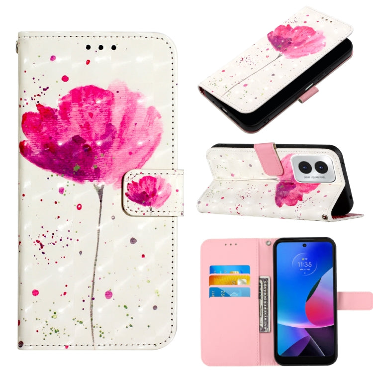 For Motorola Moto G Play 4G 2024 3D Painting Horizontal Flip Leather Phone Case(Flower) - Motorola Cases by PMC Jewellery | Online Shopping South Africa | PMC Jewellery | Buy Now Pay Later Mobicred