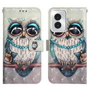 For Motorola Moto G Power 5G 2024 3D Painting Horizontal Flip Leather Phone Case(Grey Owl)