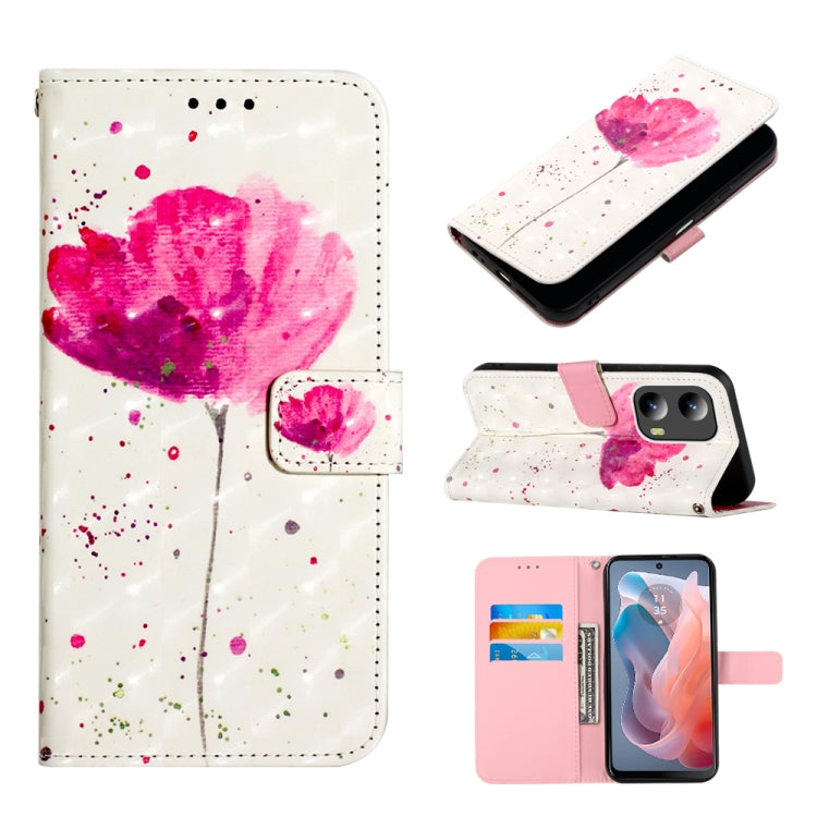 For Motorola Moto G Play 5G 2024 3D Painting Horizontal Flip Leather Phone Case(Flower) - Motorola Cases by PMC Jewellery | Online Shopping South Africa | PMC Jewellery | Buy Now Pay Later Mobicred