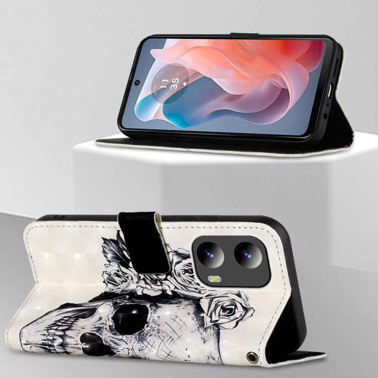 For Motorola Moto G Play 5G 2024 3D Painting Horizontal Flip Leather Phone Case(Skull)