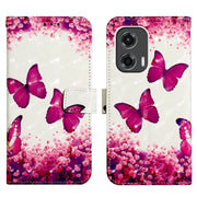 For Motorola Moto G Stylus 5G 2024 3D Painting Horizontal Flip Leather Phone Case(Rose Butterfly)