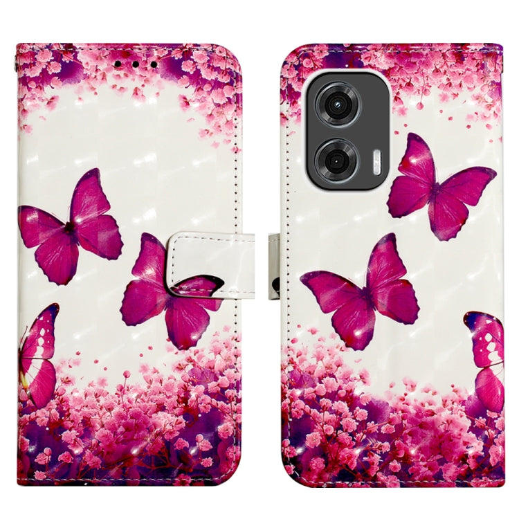 For Motorola Moto G Stylus 5G 2024 3D Painting Horizontal Flip Leather Phone Case(Rose Butterfly)