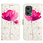 For Motorola Moto G Stylus 5G 2024 3D Painting Horizontal Flip Leather Phone Case(Flower)