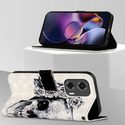 For Motorola Moto G Stylus 5G 2024 3D Painting Horizontal Flip Leather Phone Case(Skull)