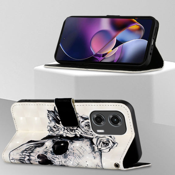 For Motorola Moto G Stylus 5G 2024 3D Painting Horizontal Flip Leather Phone Case(Skull)