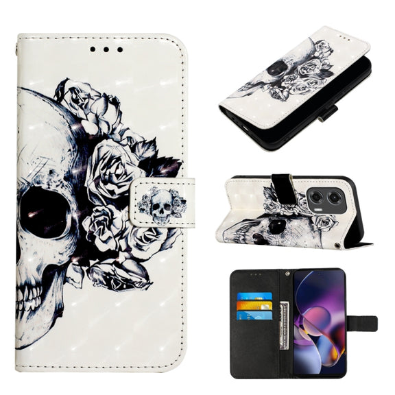 For Motorola Moto G Stylus 5G 2024 3D Painting Horizontal Flip Leather Phone Case(Skull)
