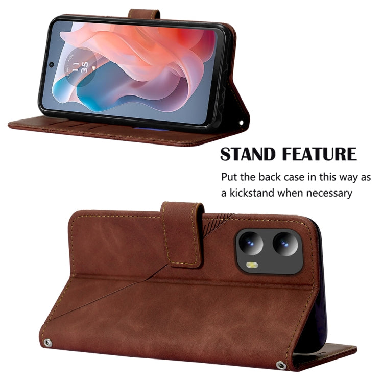 For Motorola Moto G Play 5G 2024 Crossbody 3D Embossed Flip Leather Phone Case(Brown) - free shipping - PMC Jewellery - Order now!