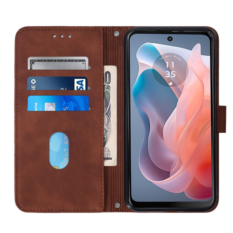 For Motorola Moto G Play 5G 2024 Crossbody 3D Embossed Flip Leather Phone Case(Brown) - free shipping - PMC Jewellery - Order now!