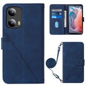 For Motorola Moto G Play 5G 2024 Crossbody 3D Embossed Flip Leather Phone Case(Blue)