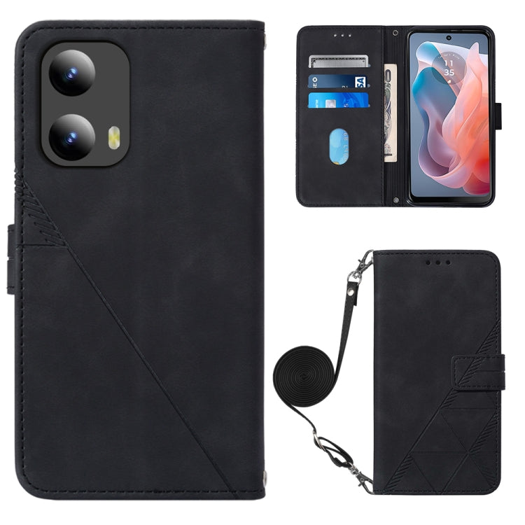 For Motorola Moto G Play 5G 2024 Crossbody 3D Embossed Flip Leather Phone Case(Black) - Motorola Cases by PMC Jewellery | Online Shopping South Africa | PMC Jewellery | Buy Now Pay Later Mobicred