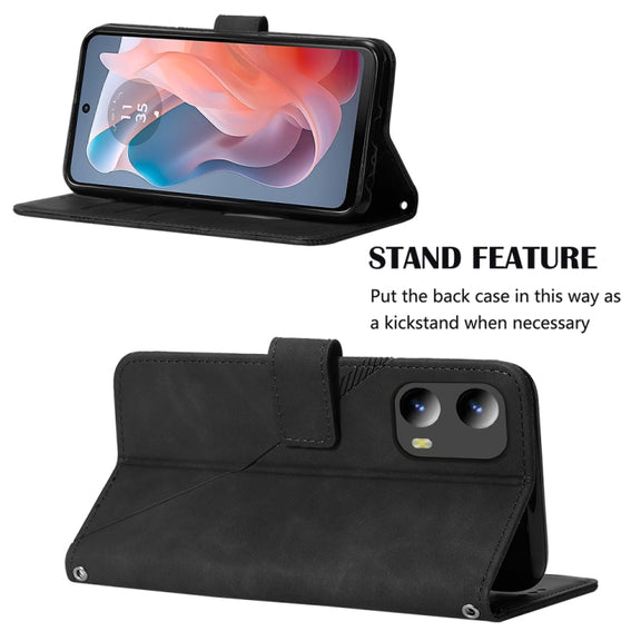 For Motorola Moto G Play 5G 2024 Crossbody 3D Embossed Flip Leather Phone Case(Black)