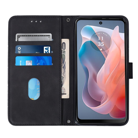 For Motorola Moto G Play 5G 2024 Crossbody 3D Embossed Flip Leather Phone Case(Black)