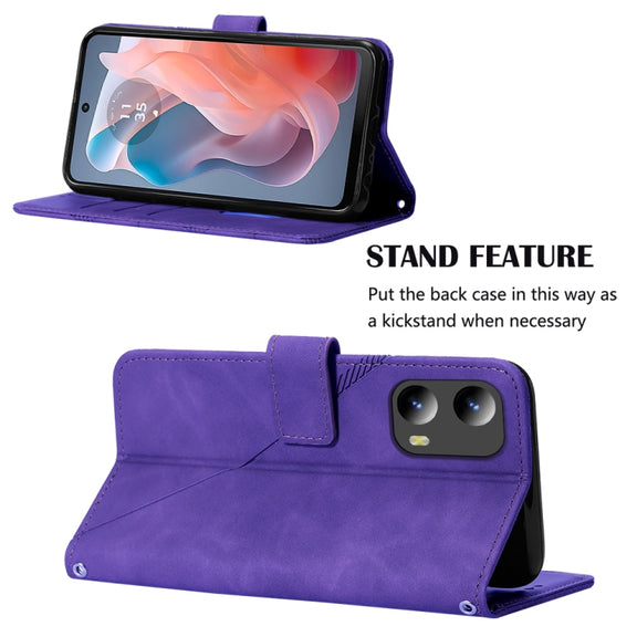 For Motorola Moto G Play 5G 2024 Crossbody 3D Embossed Flip Leather Phone Case(Purple)