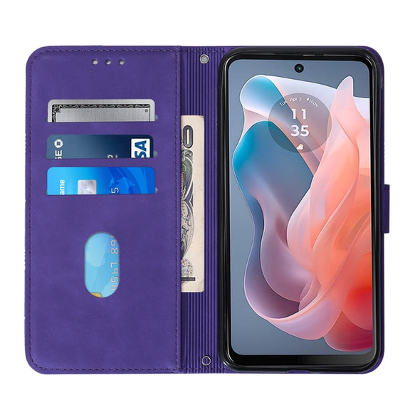 For Motorola Moto G Play 5G 2024 Crossbody 3D Embossed Flip Leather Phone Case(Purple)