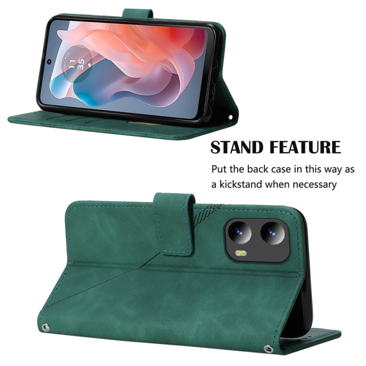 For Motorola Moto G Play 5G 2024 Crossbody 3D Embossed Flip Leather Phone Case(Dark Green)