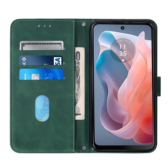 For Motorola Moto G Play 5G 2024 Crossbody 3D Embossed Flip Leather Phone Case(Dark Green)