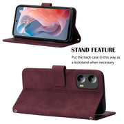 For Motorola Moto G Play 5G 2024 Crossbody 3D Embossed Flip Leather Phone Case(Wine Red)