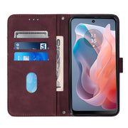 For Motorola Moto G Play 5G 2024 Crossbody 3D Embossed Flip Leather Phone Case(Wine Red)