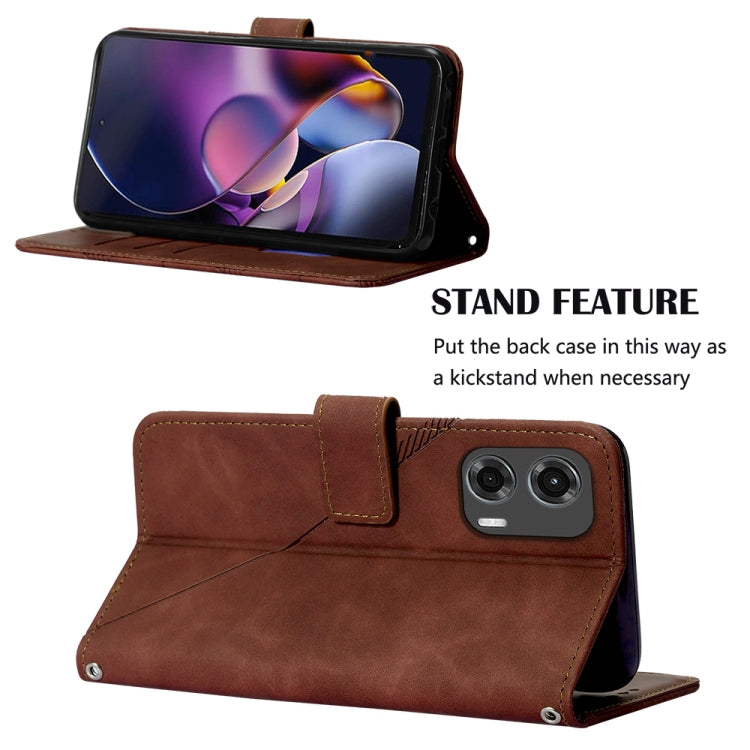 For Motorola Moto G Stylus 5G 2024 Crossbody 3D Embossed Flip Leather Phone Case(Brown)