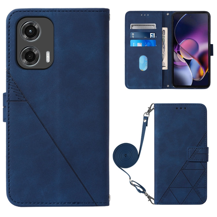 For Motorola Moto G Stylus 5G 2024 Crossbody 3D Embossed Flip Leather Phone Case(Blue) - Motorola Cases by PMC Jewellery | Online Shopping South Africa | PMC Jewellery | Buy Now Pay Later Mobicred