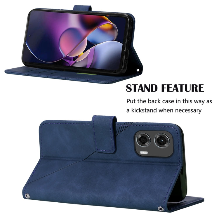 For Motorola Moto G Stylus 5G 2024 Crossbody 3D Embossed Flip Leather Phone Case(Blue)