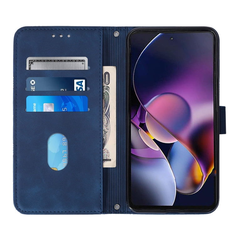 For Motorola Moto G Stylus 5G 2024 Crossbody 3D Embossed Flip Leather Phone Case(Blue)