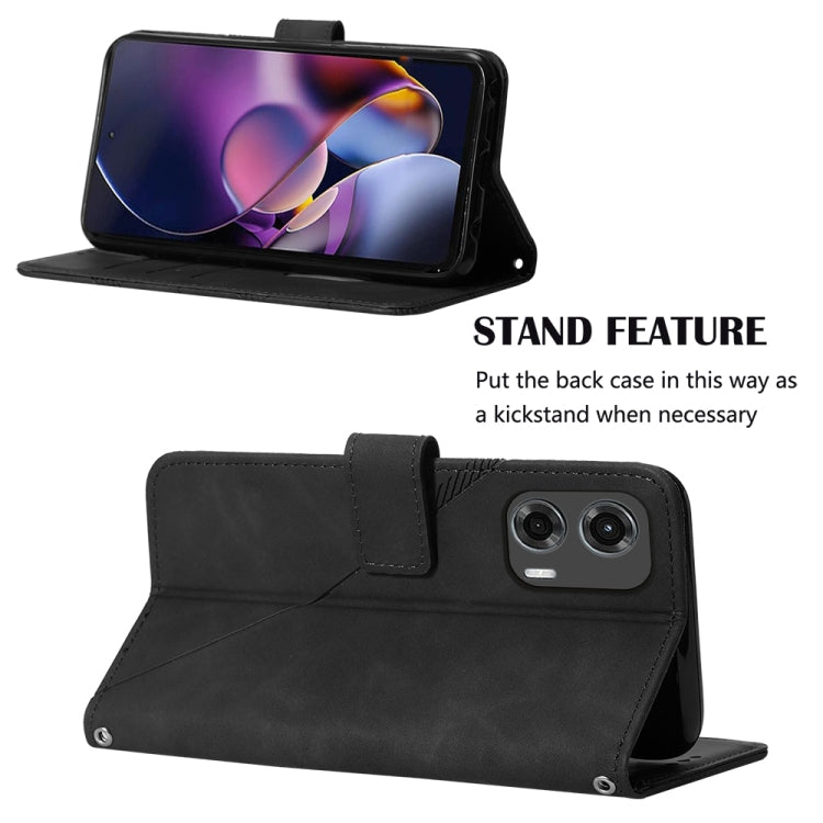 For Motorola Moto G Stylus 5G 2024 Crossbody 3D Embossed Flip Leather Phone Case(Black)