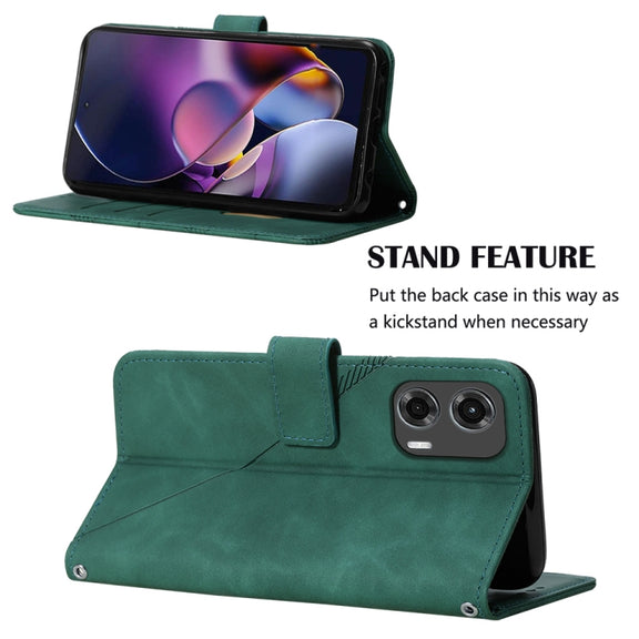 For Motorola Moto G Stylus 5G 2024 Crossbody 3D Embossed Flip Leather Phone Case(Dark Green)
