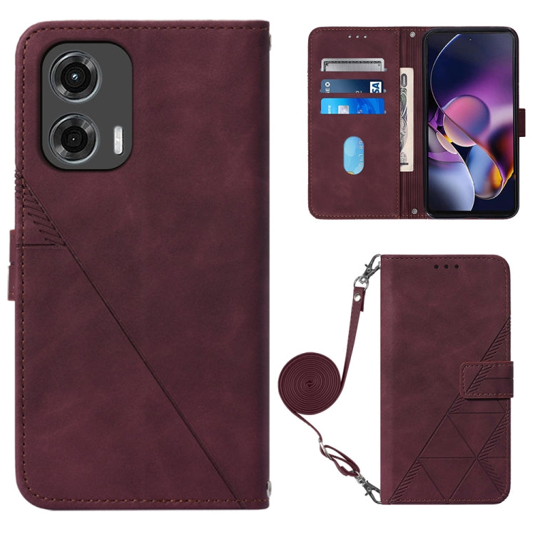 For Motorola Moto G Stylus 5G 2024 Crossbody 3D Embossed Flip Leather Phone Case(Wine Red) - Motorola Cases by PMC Jewellery | Online Shopping South Africa | PMC Jewellery | Buy Now Pay Later Mobicred