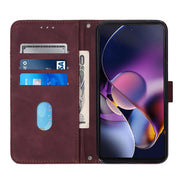 For Motorola Moto G Stylus 5G 2024 Crossbody 3D Embossed Flip Leather Phone Case(Wine Red)