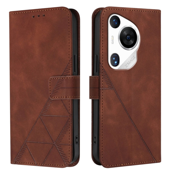 For Huawei Pura 70 Pro Crossbody 3D Embossed Flip Leather Phone Case(Brown)