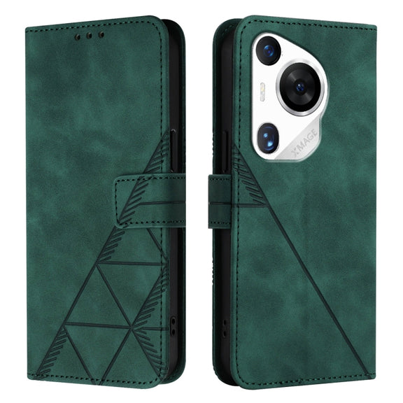 For Huawei Pura 70 Pro Crossbody 3D Embossed Flip Leather Phone Case(Dark Green)