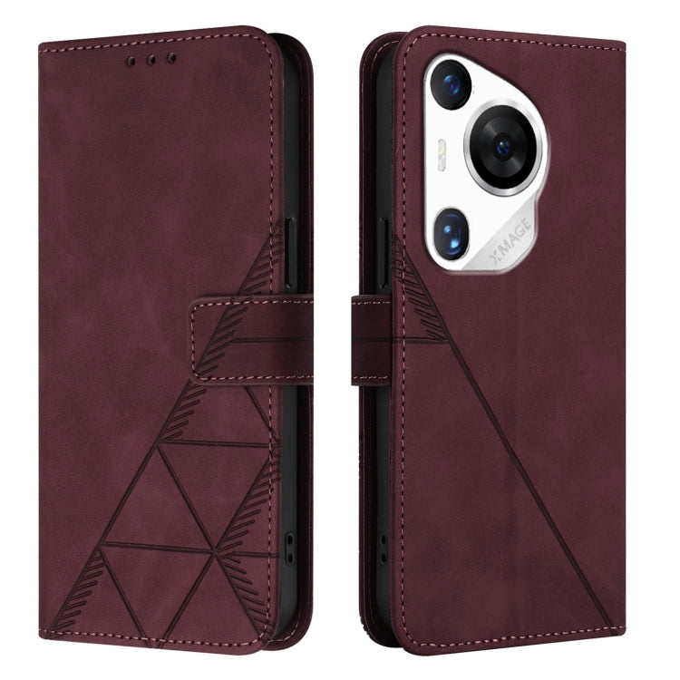For Huawei Pura 70 Pro Crossbody 3D Embossed Flip Leather Phone Case(Wine Red)