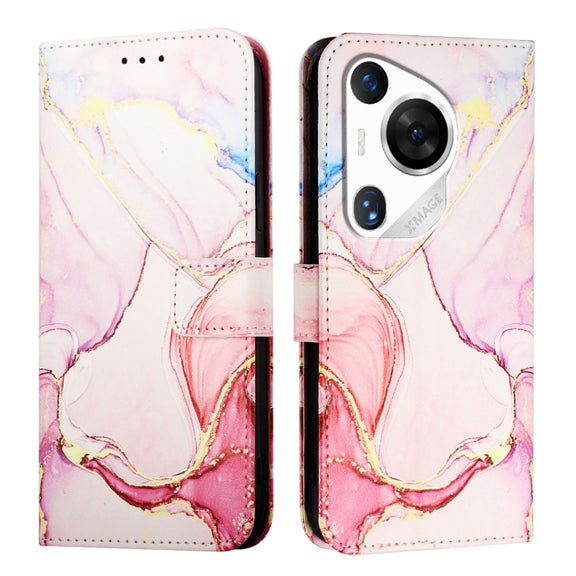For Huawei Pura 70 Pro / 70 Pro+ PT003 Marble Pattern Flip Leather Phone Case(LS005 Rose Gold)