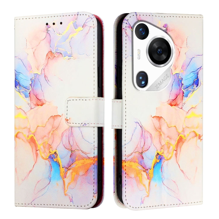 For Huawei Pura 70 Pro / 70 Pro+ PT003 Marble Pattern Flip Leather Phone Case(LS004 Marble White)