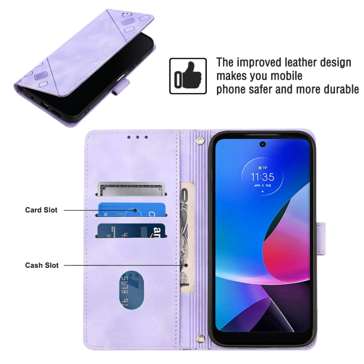 For Motorola Moto G Play 4G 2024 Skin Feel Embossed Leather Phone Case(Light Purple)