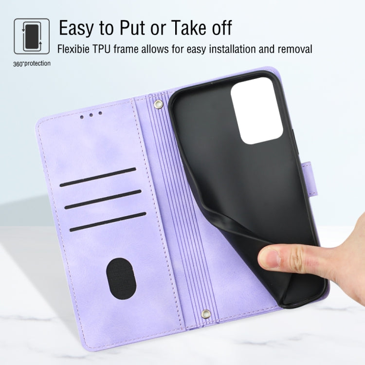 For Motorola Moto G Play 4G 2024 Skin Feel Embossed Leather Phone Case(Light Purple)