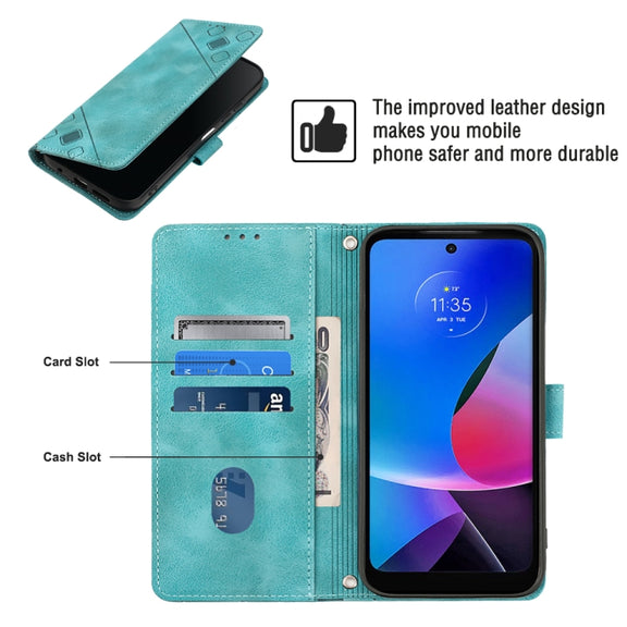 For Motorola Moto G Play 4G 2024 Skin Feel Embossed Leather Phone Case(Green)