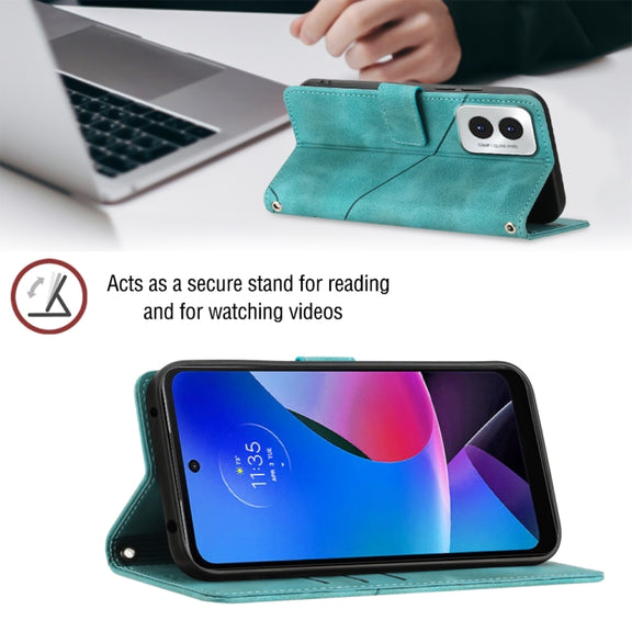 For Motorola Moto G Play 4G 2024 Skin Feel Embossed Leather Phone Case(Green)