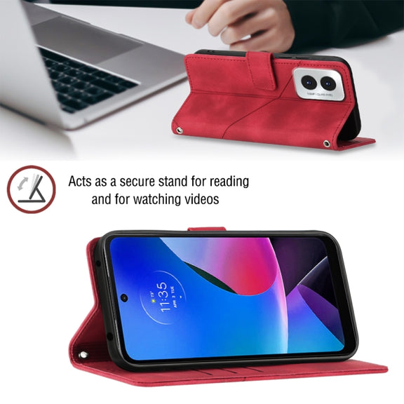 For Motorola Moto G Play 4G 2024 Skin Feel Embossed Leather Phone Case(Red)