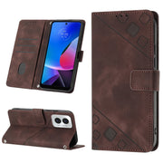 For Motorola Moto G Play 4G 2024 Skin Feel Embossed Leather Phone Case(Brown)