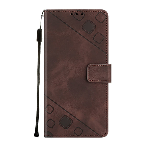 For Motorola Moto G Play 4G 2024 Skin Feel Embossed Leather Phone Case(Brown)