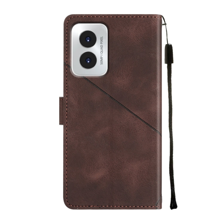 For Motorola Moto G Play 4G 2024 Skin Feel Embossed Leather Phone Case(Brown)