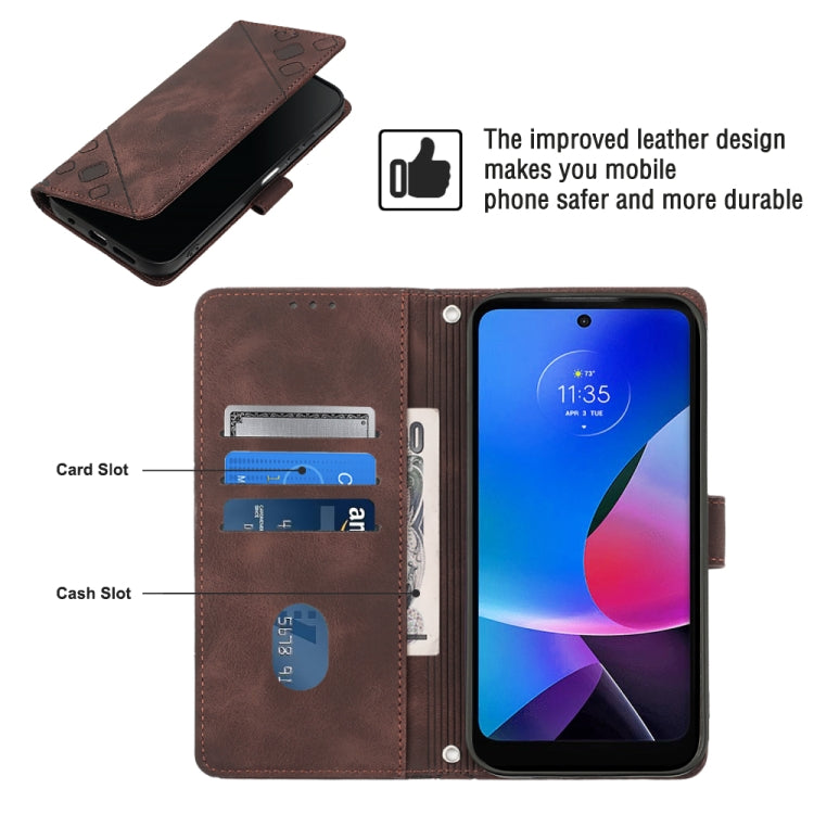 For Motorola Moto G Play 4G 2024 Skin Feel Embossed Leather Phone Case(Brown)