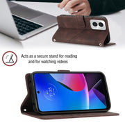 For Motorola Moto G Play 4G 2024 Skin Feel Embossed Leather Phone Case(Brown)