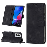 For Motorola Moto G Play 4G 2024 Skin Feel Embossed Leather Phone Case(Black)