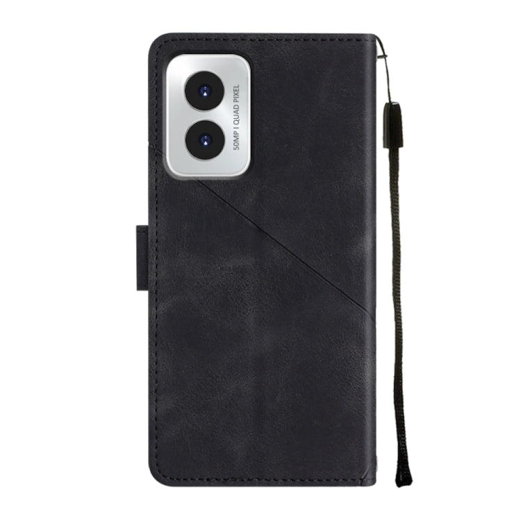 For Motorola Moto G Play 4G 2024 Skin Feel Embossed Leather Phone Case(Black)