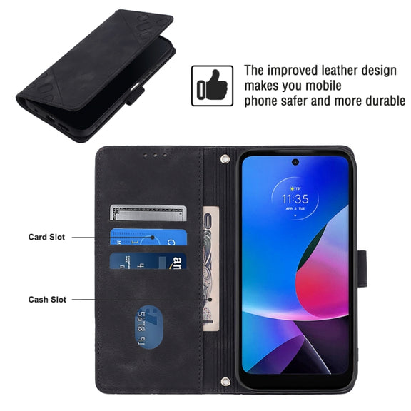For Motorola Moto G Play 4G 2024 Skin Feel Embossed Leather Phone Case(Black)