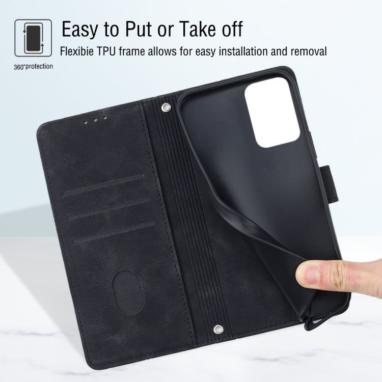 For Motorola Moto G Play 4G 2024 Skin Feel Embossed Leather Phone Case(Black)