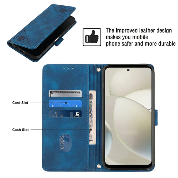 For Motorola Moto G Power 5G 2024 Skin Feel Embossed Leather Phone Case(Blue)